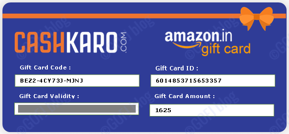 Cashkaro payment proof Amazon gift card