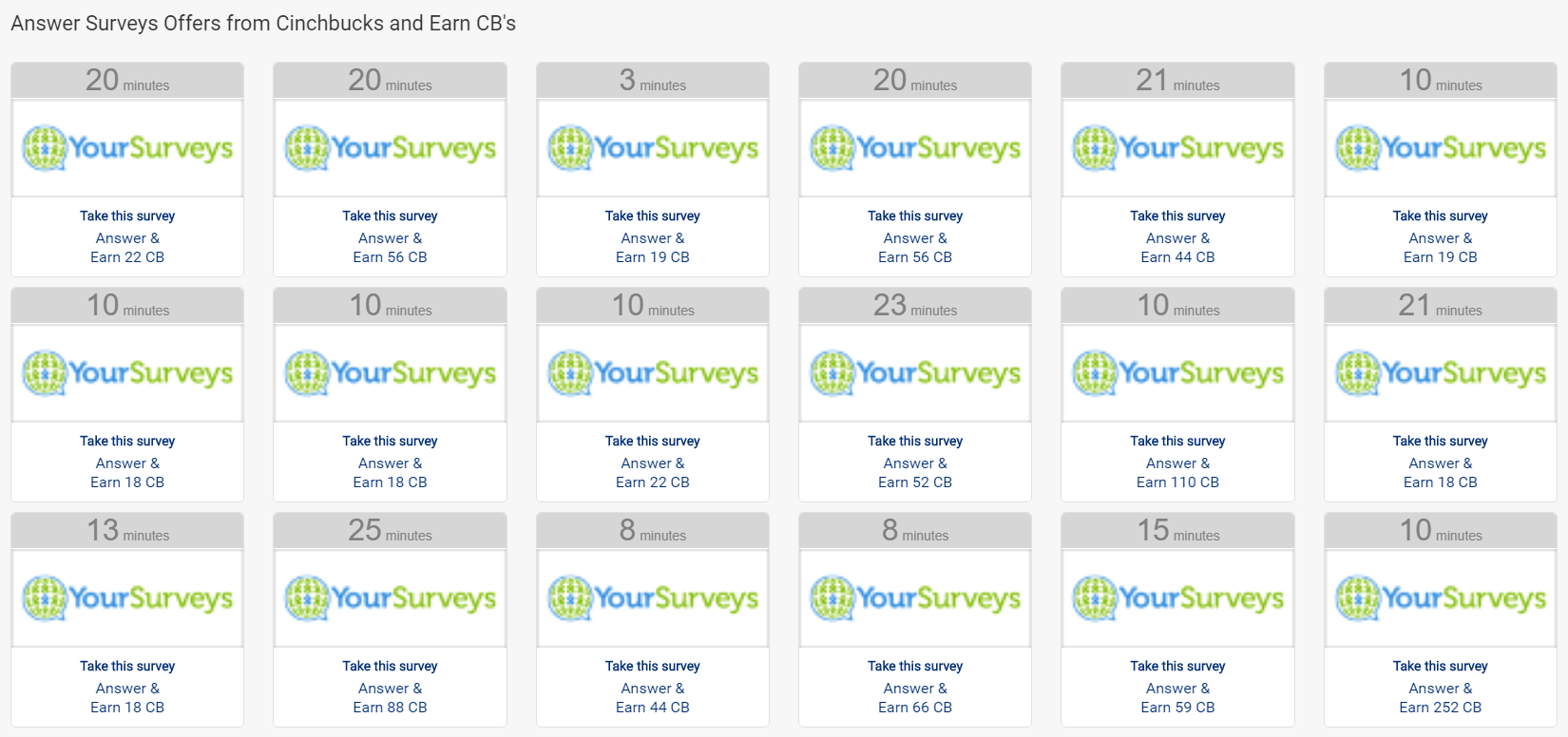 Cinchbucks surveys