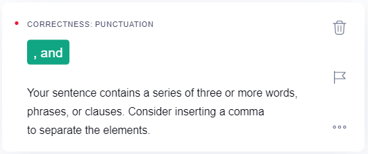 Grammarly punctuation correction