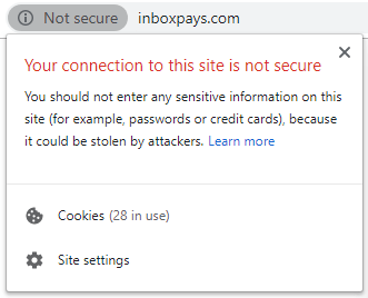 InboxPays unsecure connection