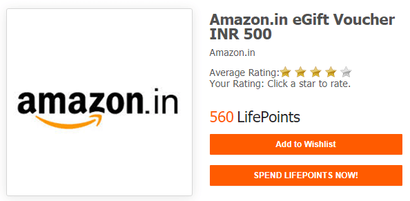 How to get LifePoints Amazon India free gift card