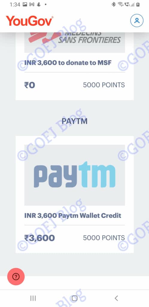 YouGov Paytm wallet Payout
