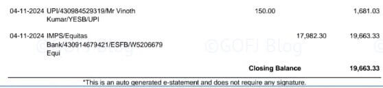 ZebPay Transfer Bank Statement